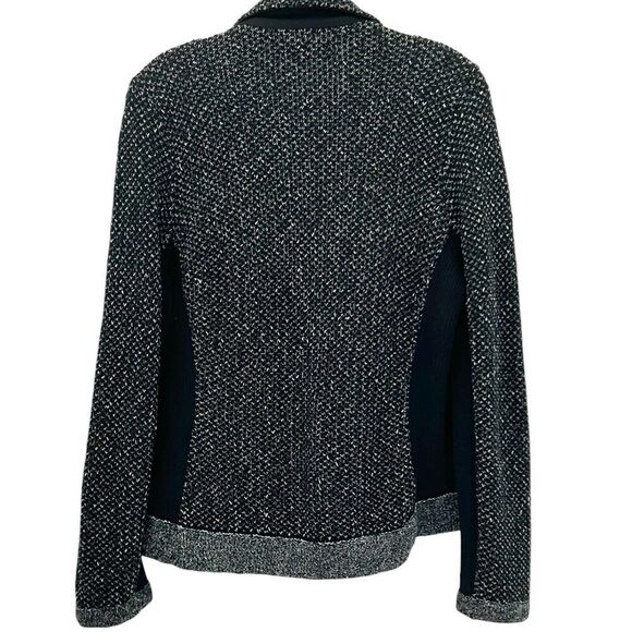 Rag & Bone Black Tweed Knit Asymmetrical Zip Up Jacket Size L - Picture 3 of 16